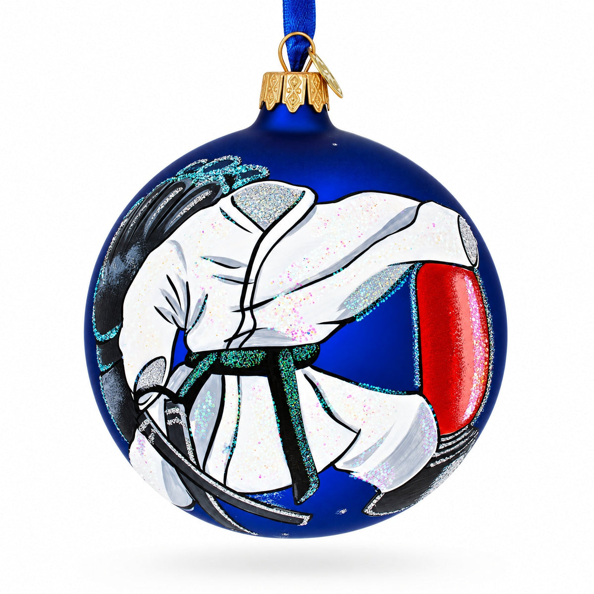 Martial Arts Glass Ball Christmas Ornament 4 Inches