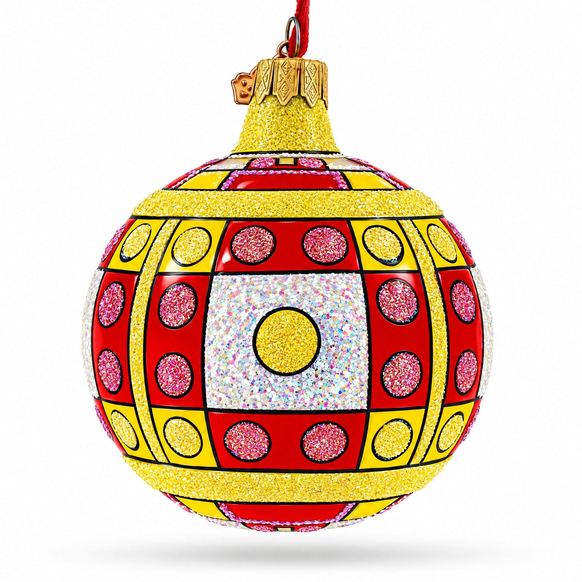 Building Blocks Glass Ball Christmas Ornament 3.25 Inches