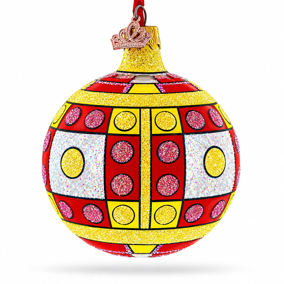 Building Blocks Glass Ball Christmas Ornament 3.25 Inches