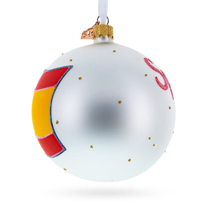 Flag of Spain Glass Ball Christmas Ornament 4 Inches