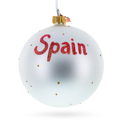 Flag of Spain Glass Ball Christmas Ornament 4 Inches