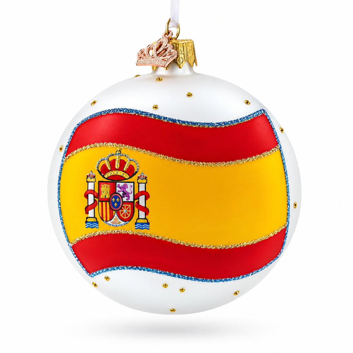 Flag of Spain Glass Ball Christmas Ornament 4 Inches