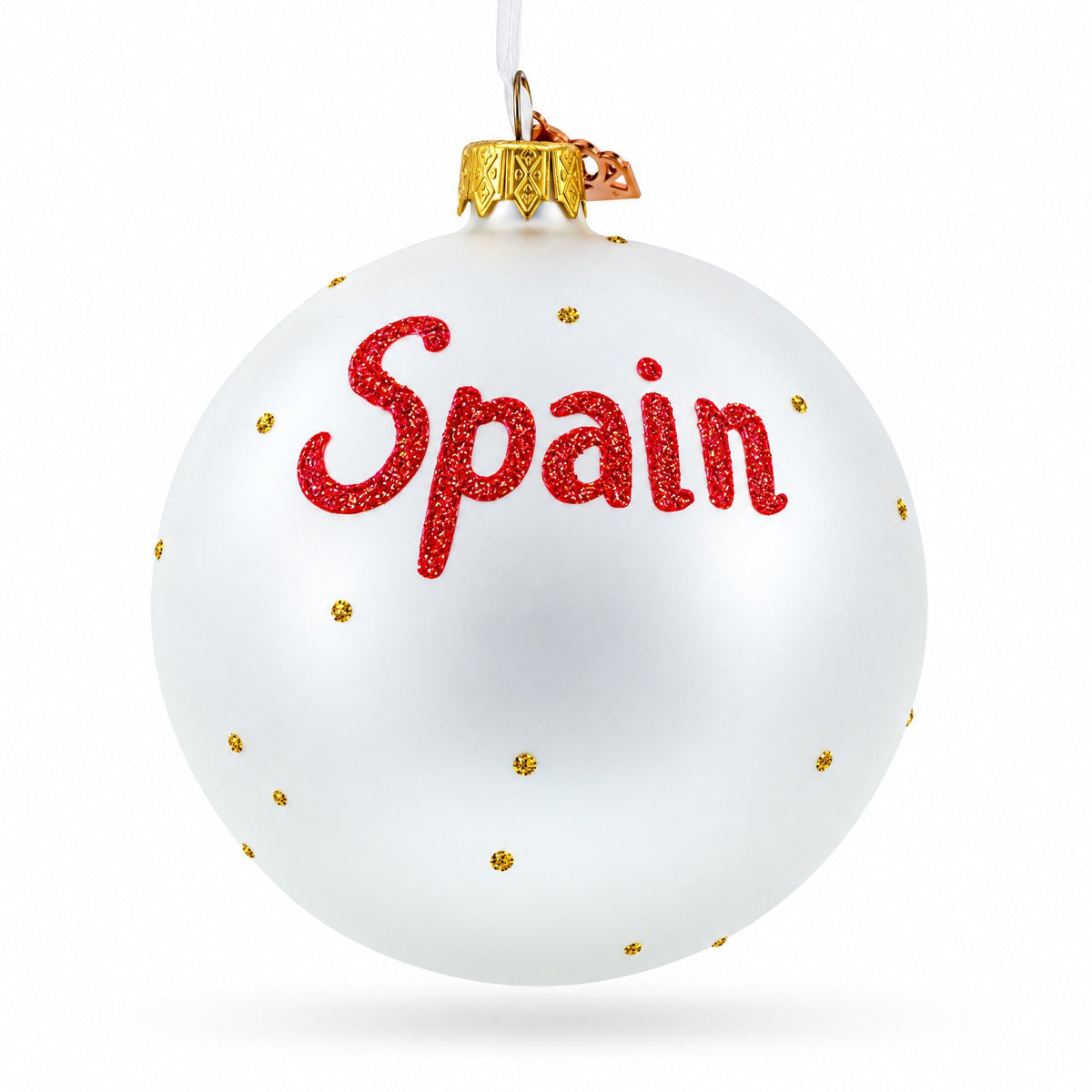 Flag of Spain Glass Ball Christmas Ornament 4 Inches