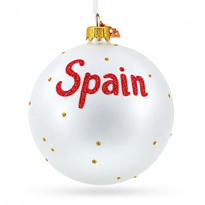 Flag of Spain Glass Ball Christmas Ornament 4 Inches