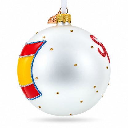 Flag of Spain Glass Ball Christmas Ornament 4 Inches