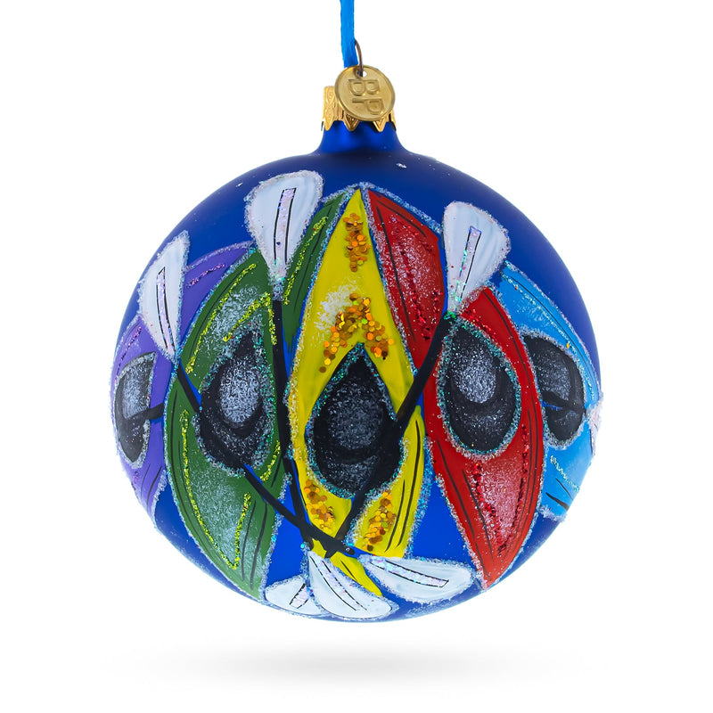 Colorful Kayaks Glass Ball Christmas Ornament 4 Inches