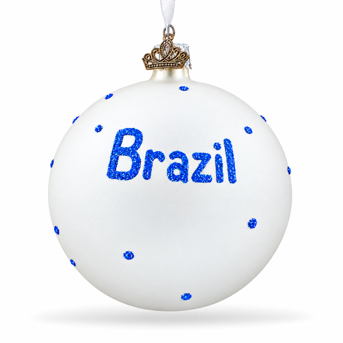 Flag of Brazil Glass Ball Christmas Ornament 4 Inches