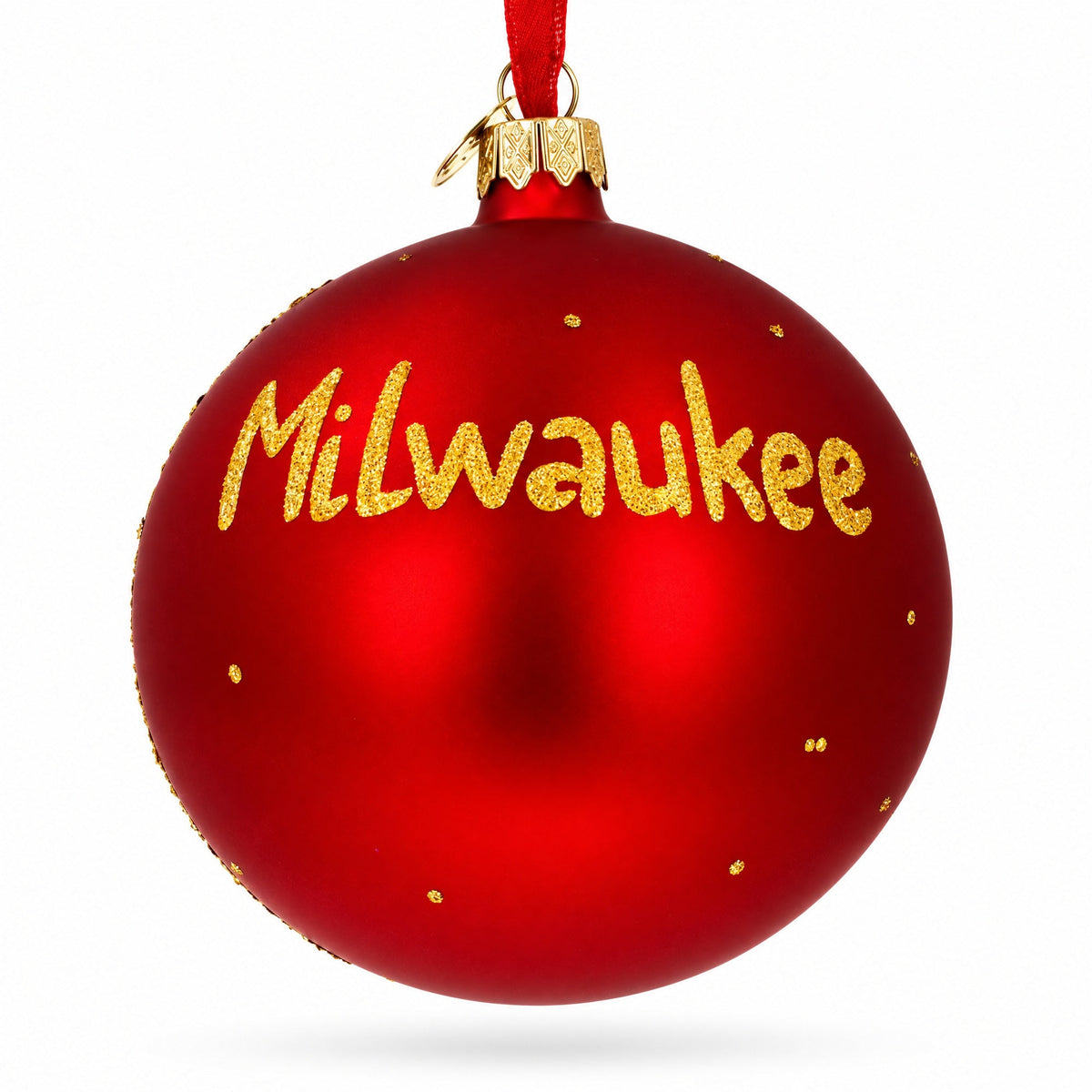 Motorcycle Museum, Milwaukee, Wisconsin Glass Ball Christmas Ornament 4 Inches