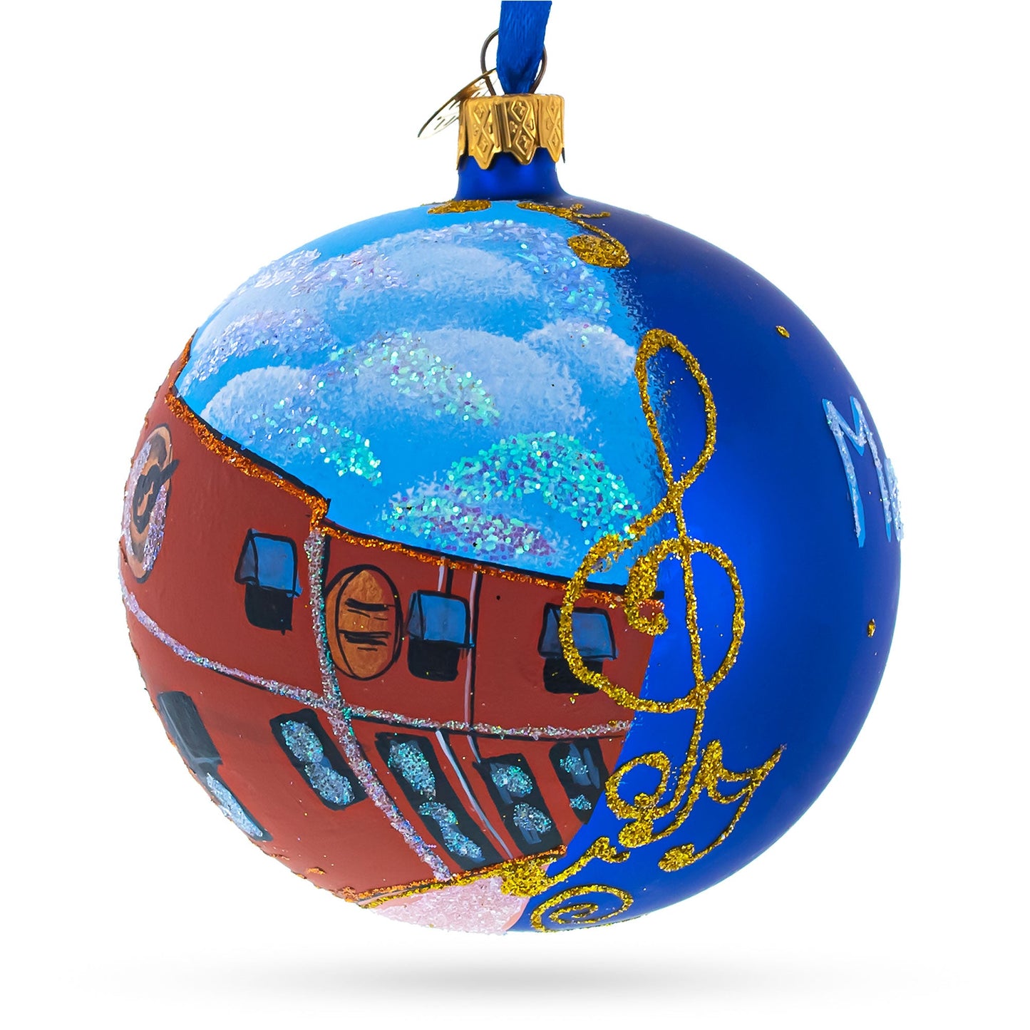 Memphis, Tennessee Glass Ball Christmas Ornament 4 Inches