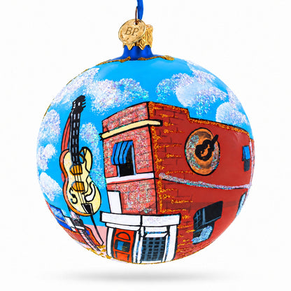 Memphis, Tennessee Glass Ball Christmas Ornament 4 Inches