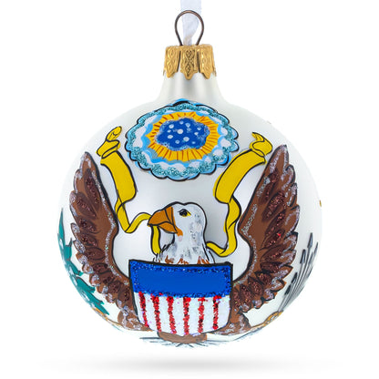 USA Coat of Arms Glass Ball Christmas Ornament 3.25 Inches