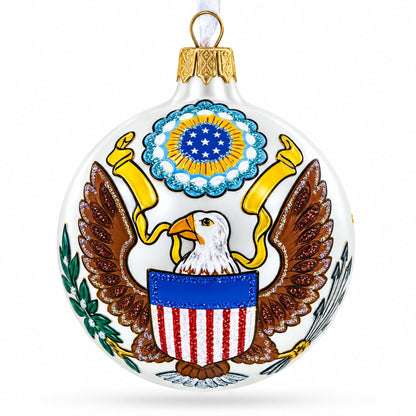 USA Coat of Arms Glass Ball Christmas Ornament 3.25 Inches