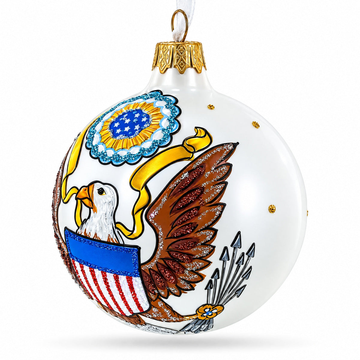 USA Coat of Arms Glass Ball Christmas Ornament 3.25 Inches