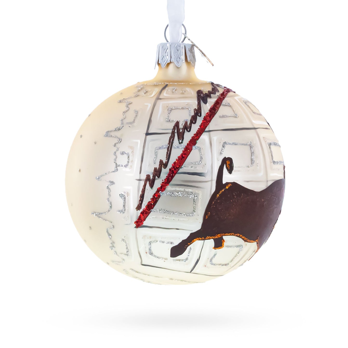 Bull and Bear Stock Market Glass Ball Christmas Ornament 3.25 Inches