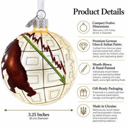 Bull and Bear Stock Market Glass Ball Christmas Ornament 3.25 Inches