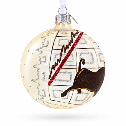 Bull and Bear Stock Market Glass Ball Christmas Ornament 3.25 Inches