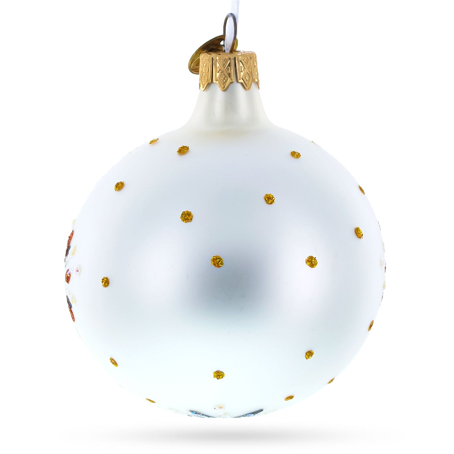 Ukrainian Petrykivka Painting Glass Ball Christmas Ornament 4 Inches