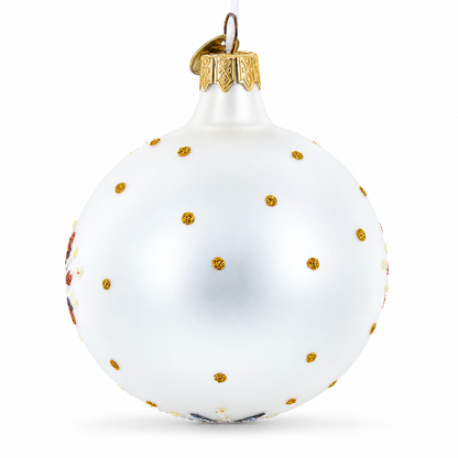 Ukrainian Petrykivka Painting Glass Ball Christmas Ornament 4 Inches