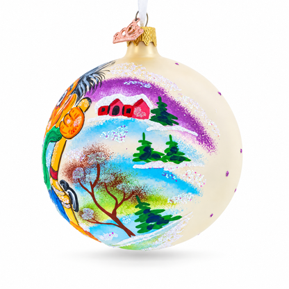 Troll the Fisherman Glass Ball Christmas Ornament 4 Inches