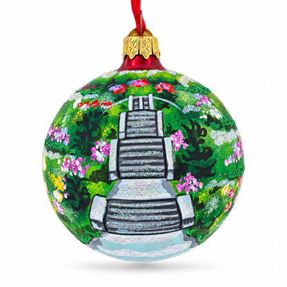 International Rose Test Garden in Portland, Oregon Glass Ball Christmas Ornament 3.25 Inches
