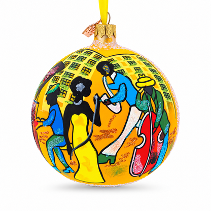 Swinging' Jazz Band Glass Ball Christmas Ornament 4 Inches