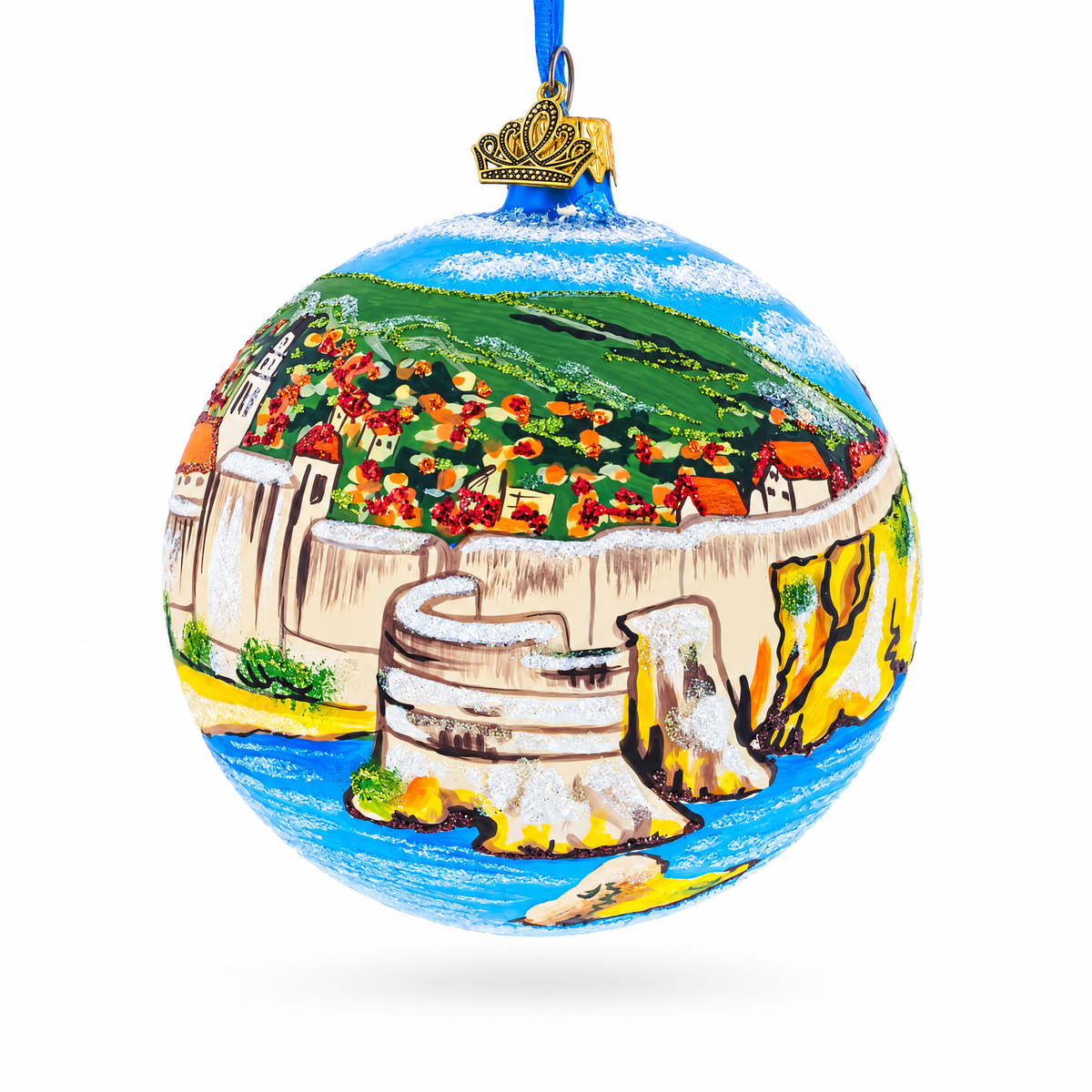 The Walls of Dubrovnik, Croatia Glass Ball Christmas Ornament 4 Inches