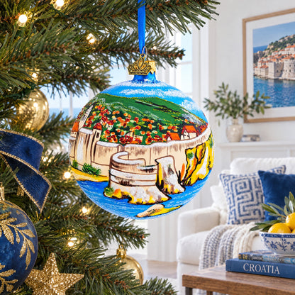 The Walls of Dubrovnik, Croatia Glass Ball Christmas Ornament 4 Inches