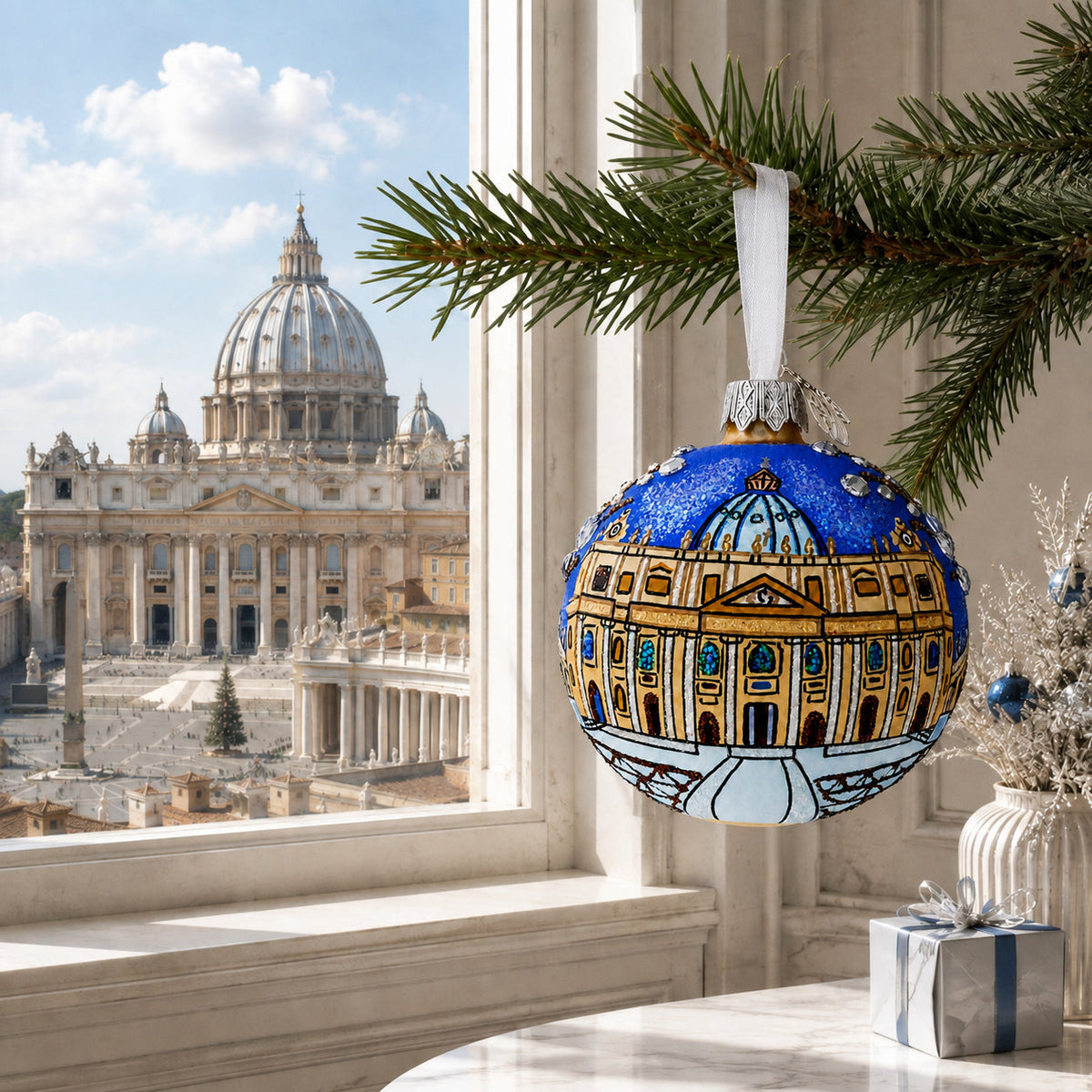The Papal Basilica of Saint Peter, Vatican Glass Ball Christmas Ornament 3.25 Inches