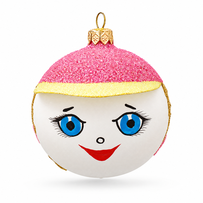 Girl in the Hat Glass Ball Christmas Ornament 3.25 Inches