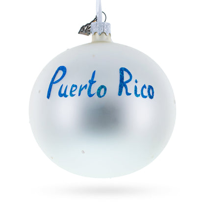 Flag of Puerto Rico Glass Ball Christmas Ornament 4 Inches
