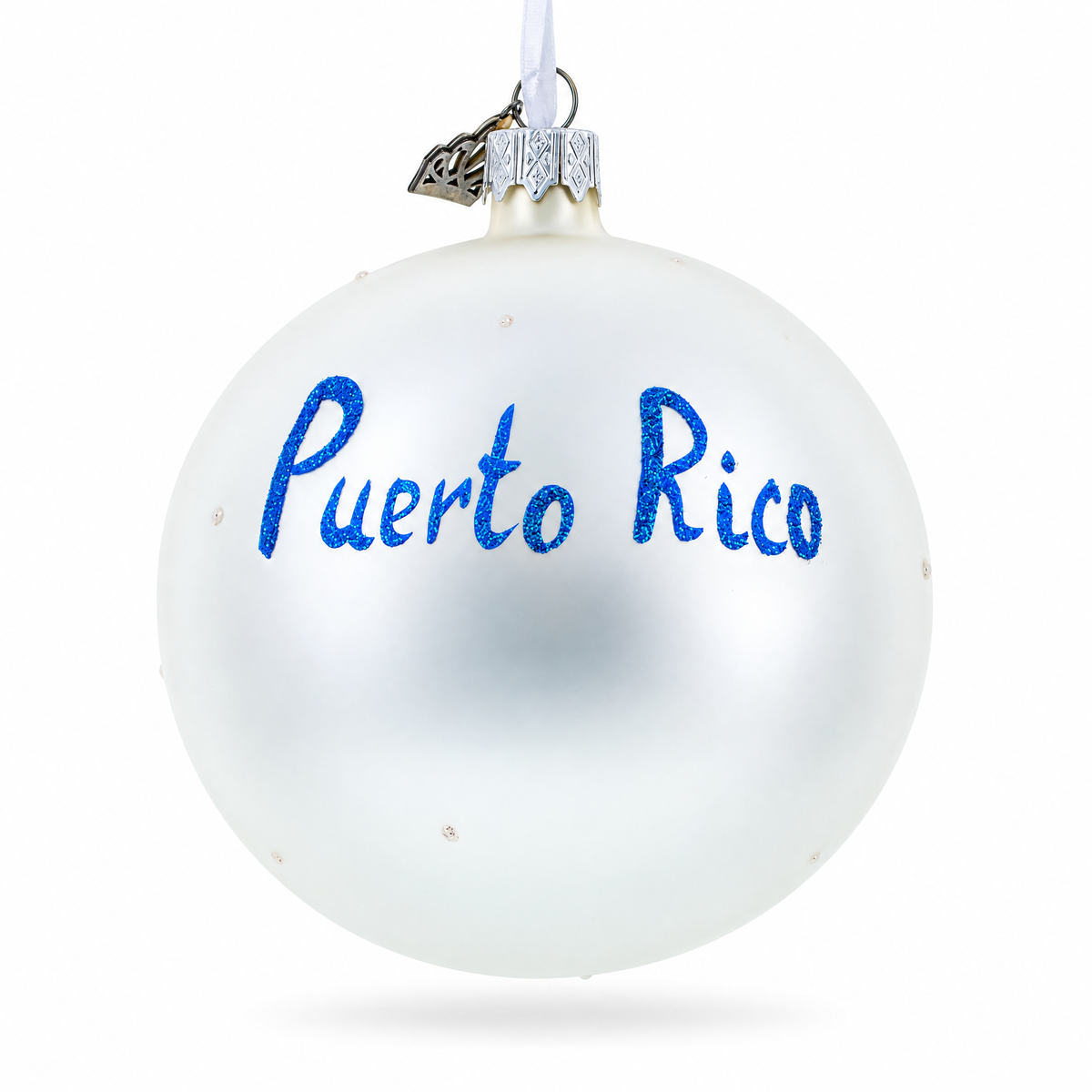 Flag of Puerto Rico Glass Ball Christmas Ornament 4 Inches