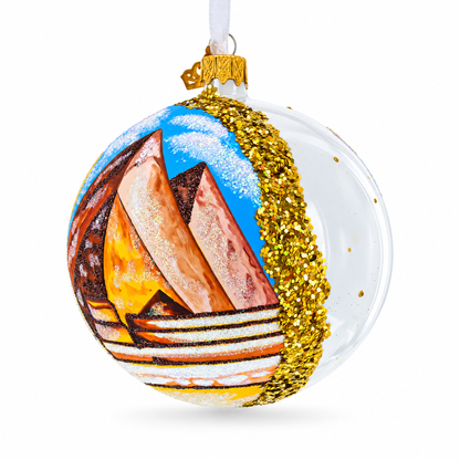 Pyramids and Great Sphinx of Giza, Egypt Glass Ball Christmas Ornament 4 Inches