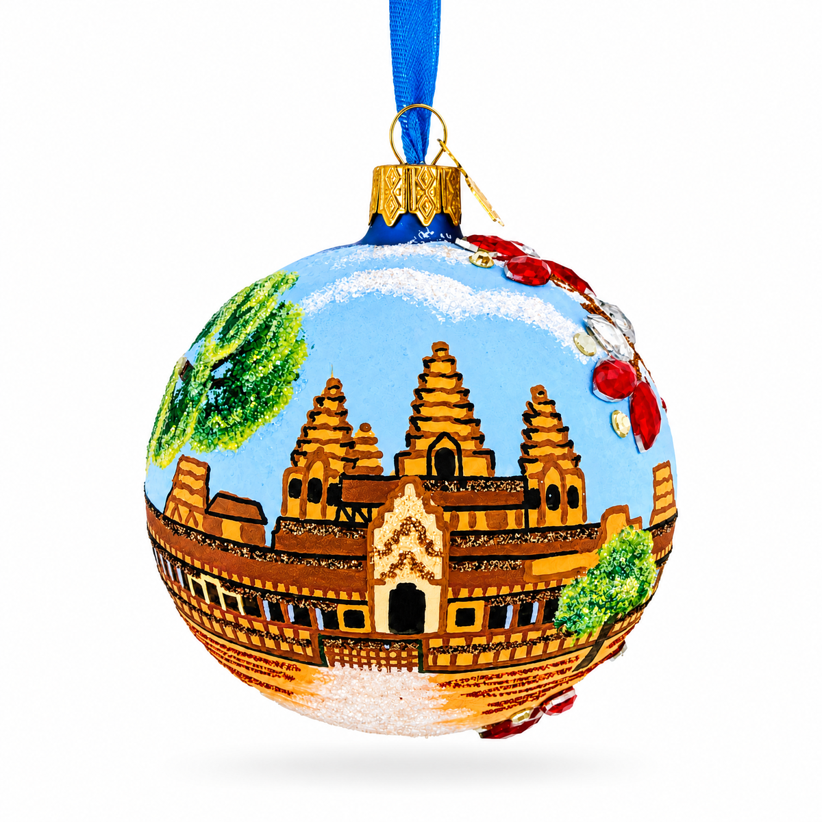 Angkor Wat Temple, Cambodia Glass Ball Christmas Ornament 3.25 Inches