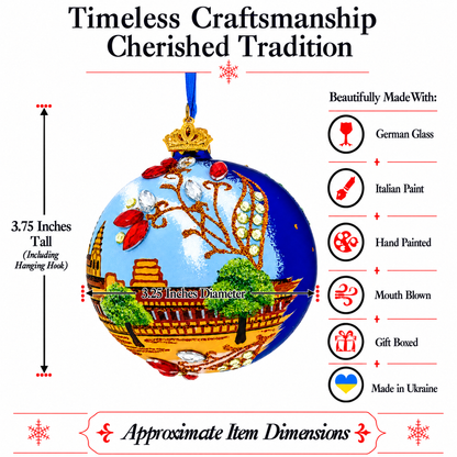 Angkor Wat Temple, Cambodia Glass Ball Christmas Ornament 3.25 Inches