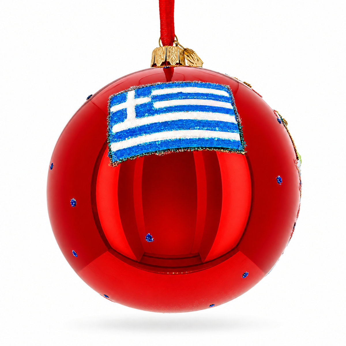 Santorini, Thira Island, Greece Glass Ball Christmas Ornament 4 Inches