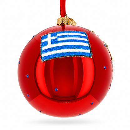 Santorini, Thira Island, Greece Glass Ball Christmas Ornament 4 Inches