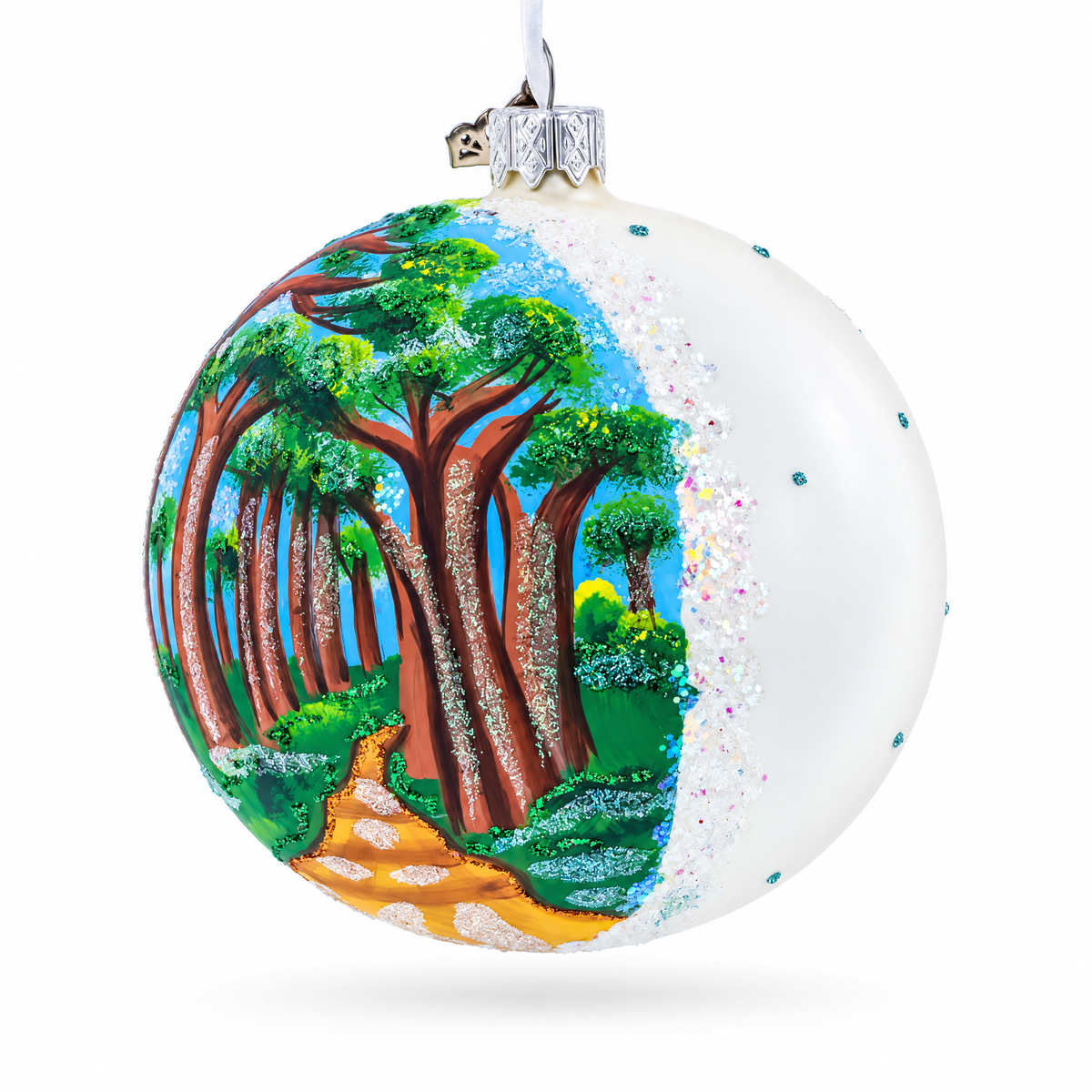 Avenue of the Baobabs, Madagascar Glass Ball Christmas Ornament 4 Inches