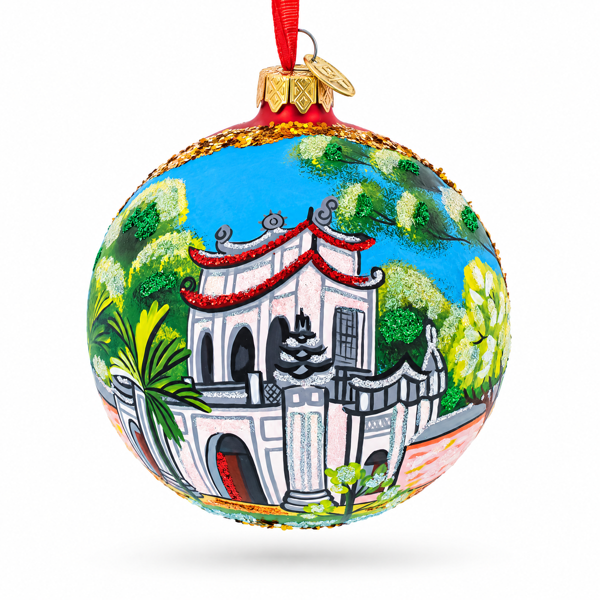 Temple of Literature & National University, Hanoi, Vietnam Glass Ball Christmas Ornament 4 Inches