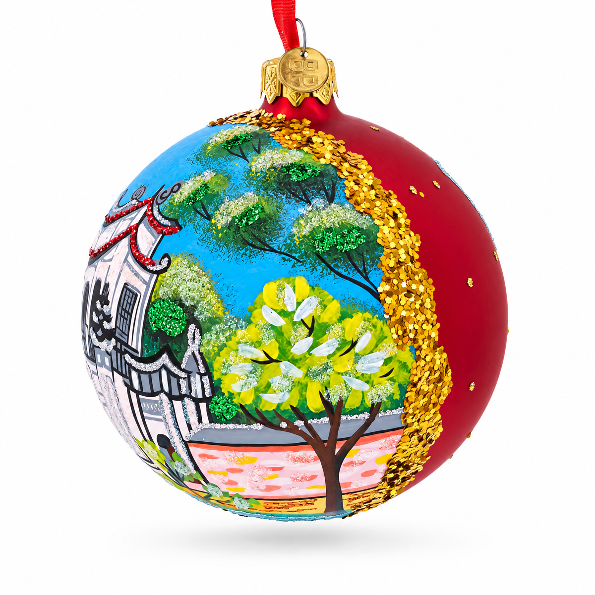 Temple of Literature & National University, Hanoi, Vietnam Glass Ball Christmas Ornament 4 Inches