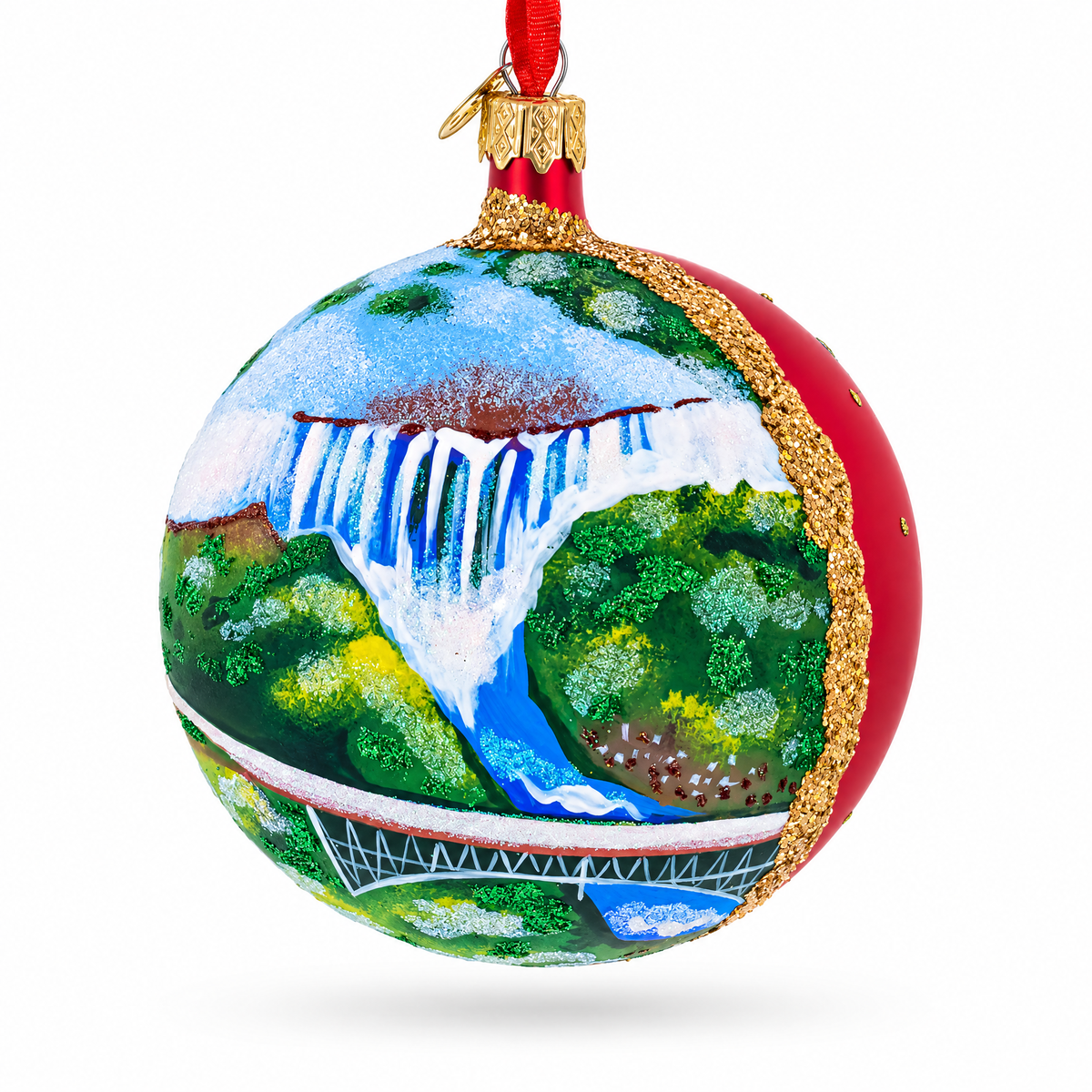 Victoria Falls, Republic of Zimbabwe Glass Ball Christmas Ornament 4 Inches