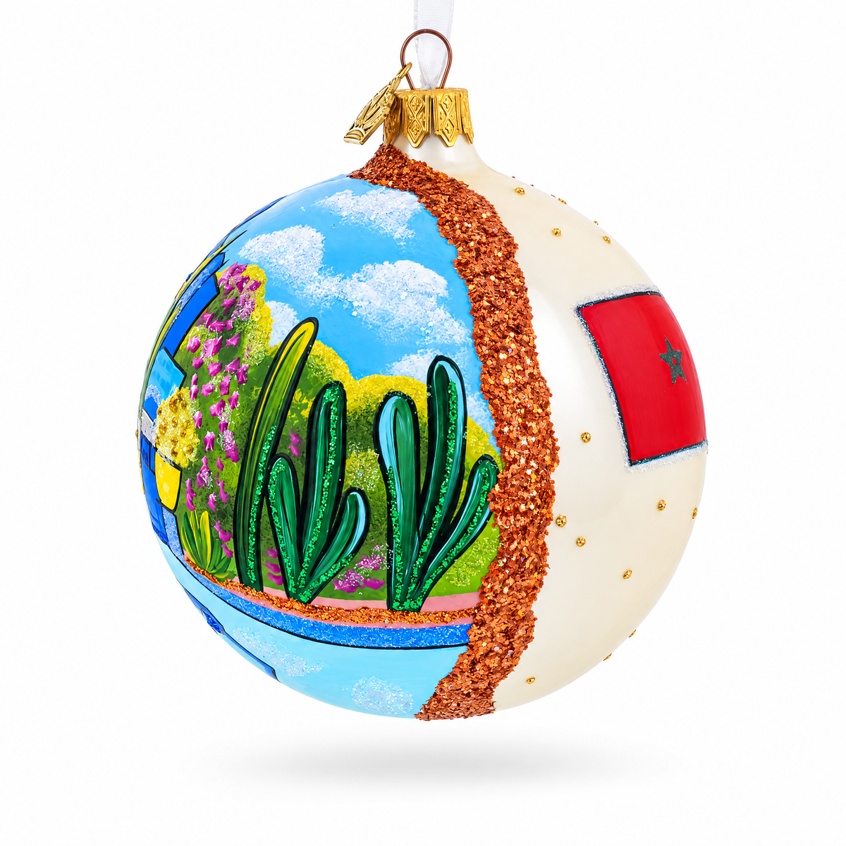 Jardin Majorelle, Marrakesh, Morocco Glass Ball Christmas Ornament 4 Inches