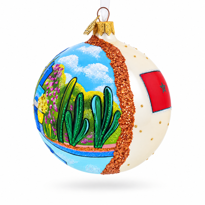 Jardin Majorelle, Marrakesh, Morocco Glass Ball Christmas Ornament 4 Inches