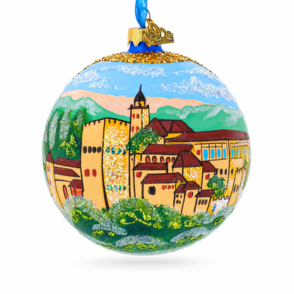 Alhambra, Granada, Spain Glass Ball Christmas Ornament 4 Inches