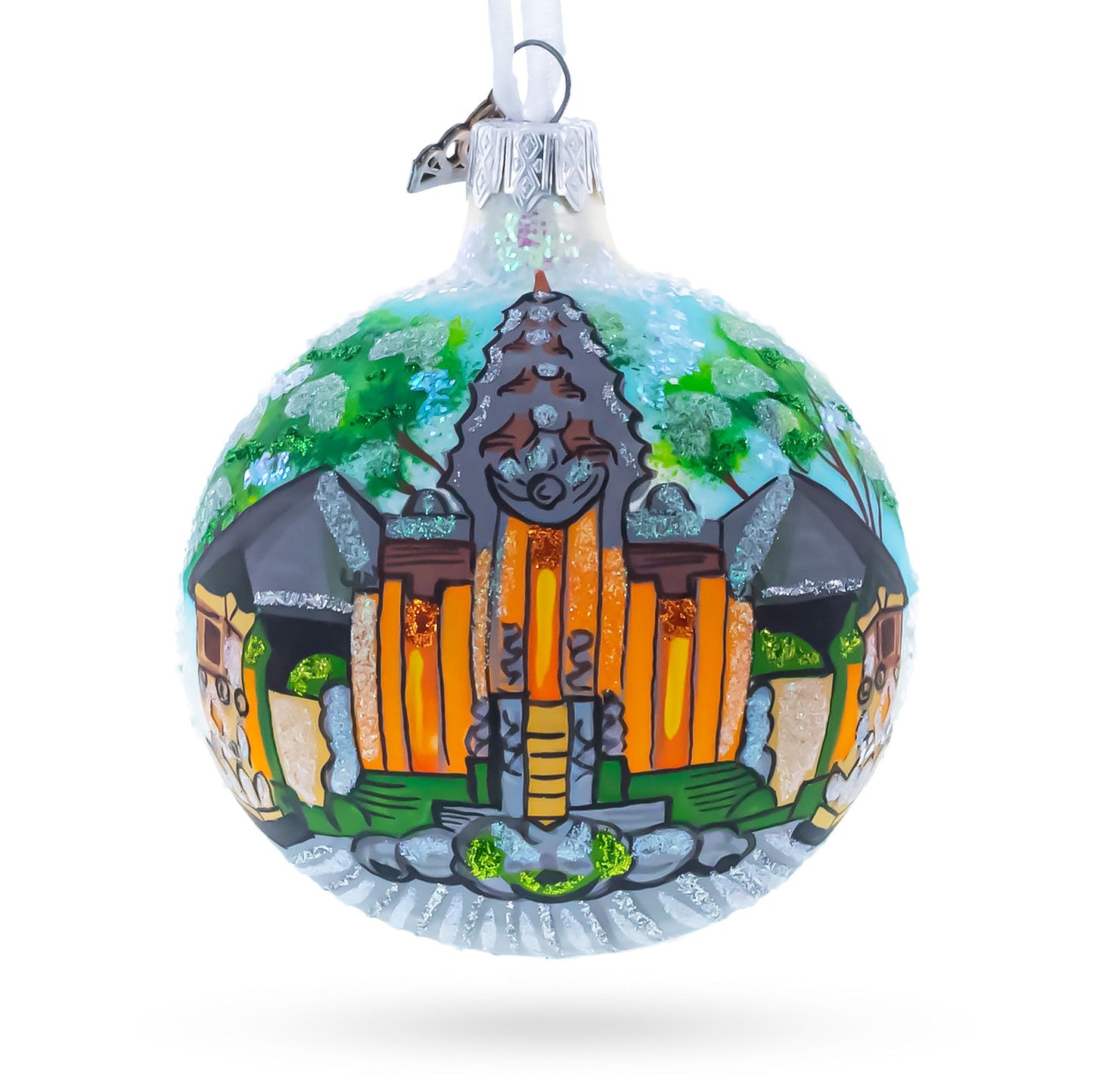 Sacred Monkey Forest Sanctuary, Bali, Indonesia Glass Ball Christmas Ornament 3.25 Inches