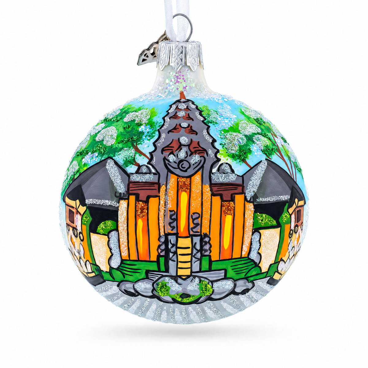 Sacred Monkey Forest Sanctuary, Bali, Indonesia Glass Ball Christmas Ornament 3.25 Inches