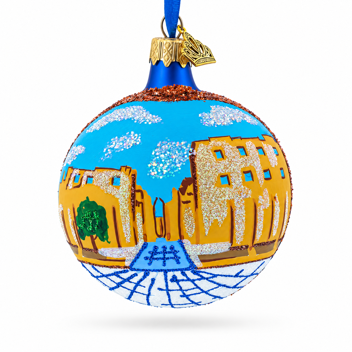 Luxor Temple, Egypt Glass Ball Christmas Ornament 3.25 Inches