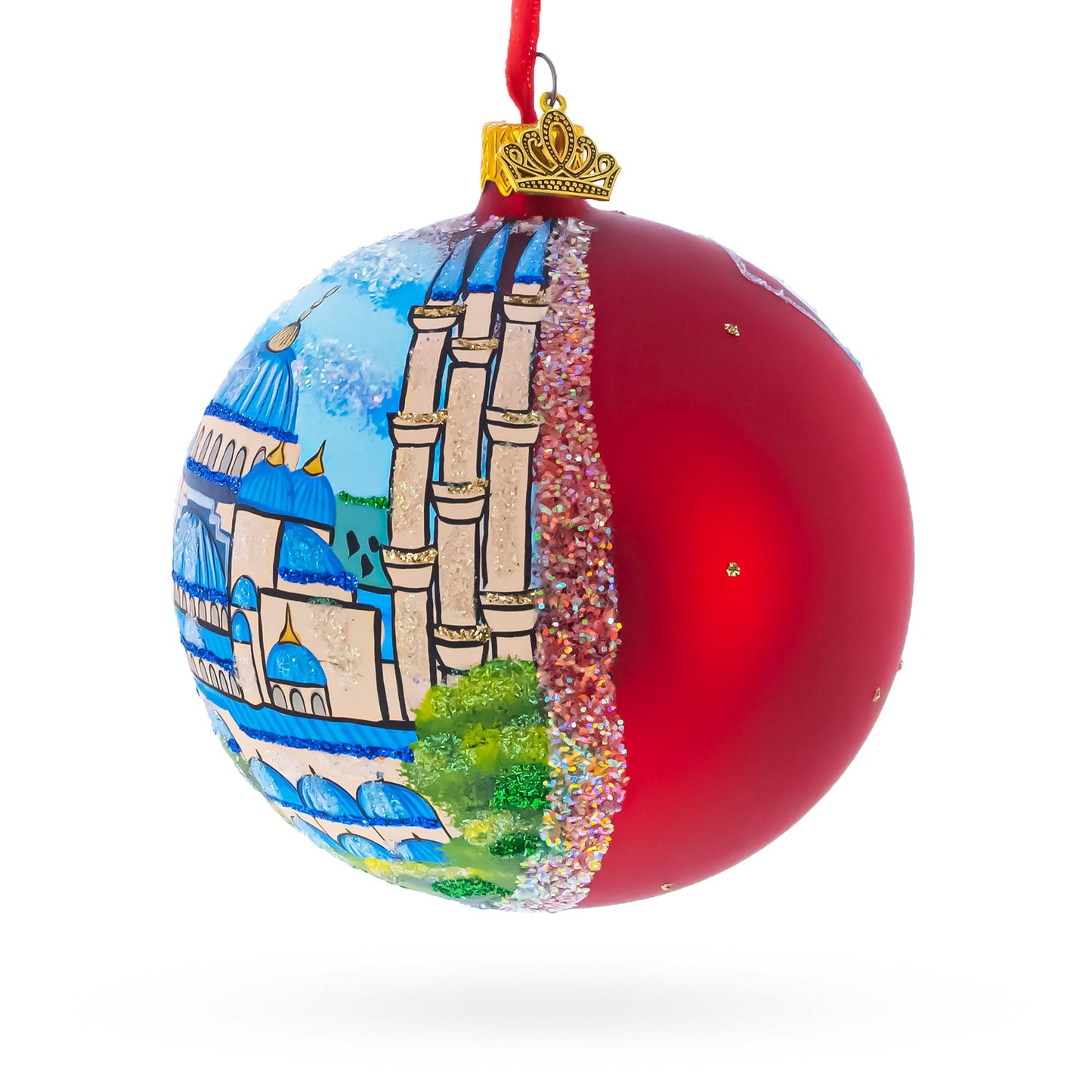 The Blue Mosque, Istanbul, Turkey Glass Ball Christmas Ornament 4 Inches