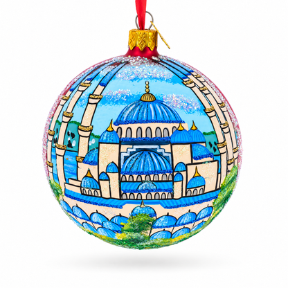 The Blue Mosque, Istanbul, Turkey Glass Ball Christmas Ornament 4 Inches