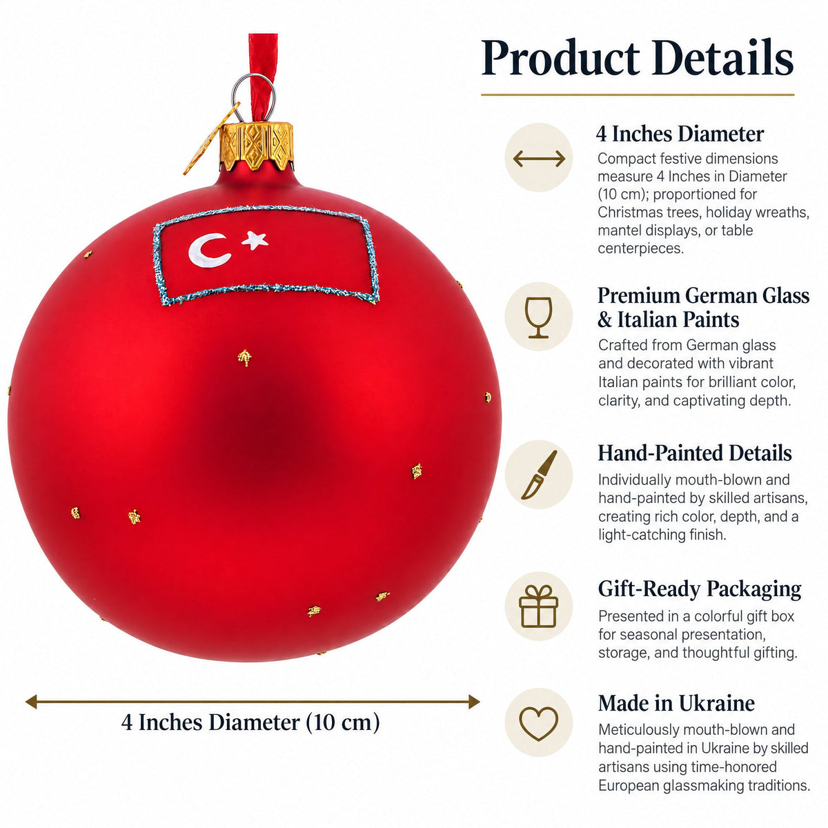 The Blue Mosque, Istanbul, Turkey Glass Ball Christmas Ornament 4 Inches