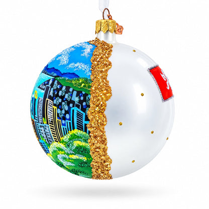 Victoria Peak, Hong Kong Glass Ball Christmas Ornament 4 Inches